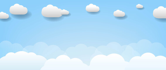 Banner With White Clouds And Blue Sky