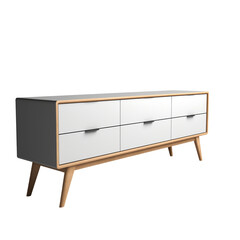 Console Cabinet. Scandinavian modern minimalist style. Transparent background, isolated image.