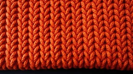  a close up view of an orange knitted fabric with a diagonal pattern on the top of the yarn and the bottom of the yarn.