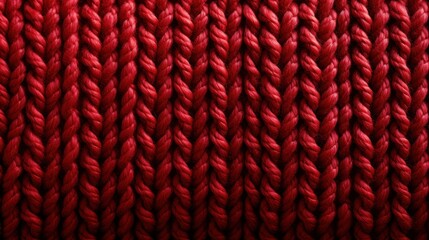 Sticker -  a close up view of a red knitted fabric with a very large braiding pattern on the side of it.