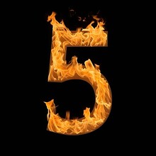 Number 5 Fire Icon Style Generative AI