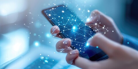 Mobile technology business concept, global network connection