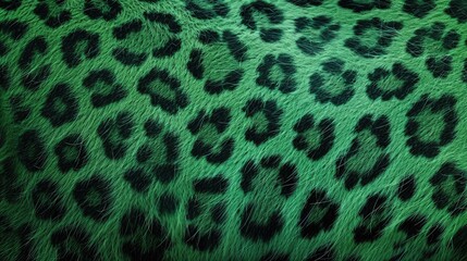 close-up of green leopard fur print background. animal skin backdrop for fashion, textile, print, ba