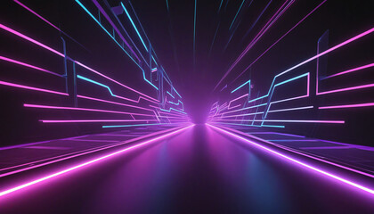 Wall Mural - neon glowing lines abstract background
