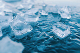 Natural ice cubes in drifting ice in a lake in close up, an artwork of nature