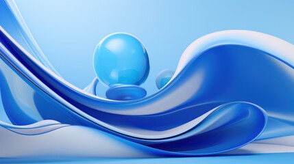 Wall Mural -  a blue and white abstract background with a person in the center of the image and a blue and white wave in the middle of the image.