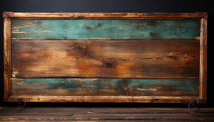 Poster - Old rustic wooden plank on dark grunge background generated by AI