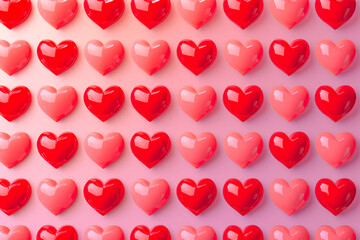 Wall Mural - Create a pattern of hearts with a gradient of red and pink colors