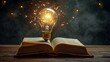 © Zahid - Light bulb and opened vintage book style vintage with brain icon dark background,The idea of reading books, knowledge, and searching for new ideas,book bible.Concept