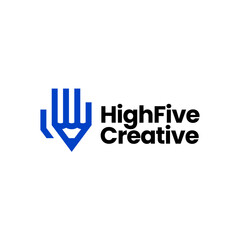 Poster - Pencil Hand High Five Creative Care Logo vector icon illustration