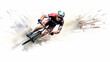 © David - Cyclist in Motion: An artistic image of a cyclist in a red shirt, riding his road bicycle against an abstract background. The image conveys the energy and speed of the ride, blending realism