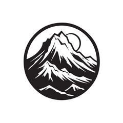 Mountain in cartoon, doodle style . Image for t shirt. Isolated 2d vector illustration in logo, icon, sketch style, Eps 10, black and white. AI Generative