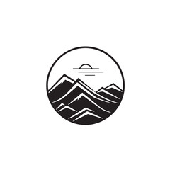 Mountain in cartoon, doodle style . Image for t shirt. Isolated 2d vector illustration in logo, icon, sketch style, Eps 10, black and white. AI Generative