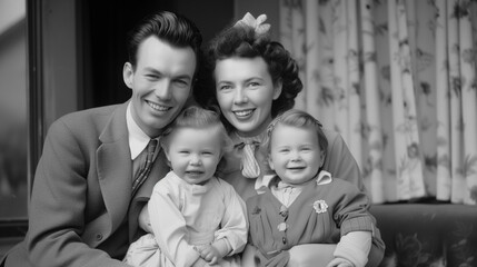 1950s happy American family