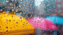 Close Up Of Rain Covered Window