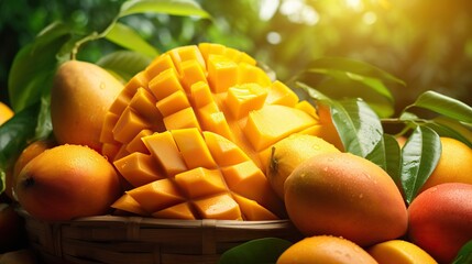 Wall Mural - mango fruit in a basket