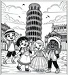 Leaning tower in Pisa and children