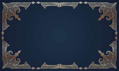 Poster - Gold frame art, line art frame, decorative, ornamental frame. - Vector.