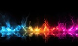 Fototapeta Przestrzenne - Colorful fire flames on black background. Abstract background for design.
