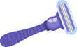 Cartoon style purple razor with double blade. Personal hygiene tool for shaving and body care vector illustration.