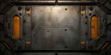 A Metal Door With A Metal Panel And A Metal Frame. Generative AI.