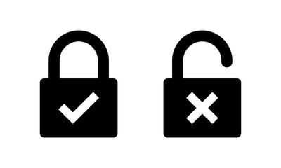 Wall Mural - lock with check mark and cross mark icon