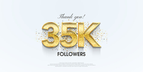 Thank you 35k followers, celebration for the social media post poster banner.