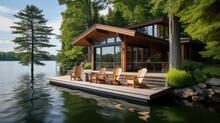 A Serene Lakeside Cottage With A Private Dock  AI Generated