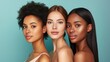 © Татьяна Макарова - Three women with diverse skin tones, clean background