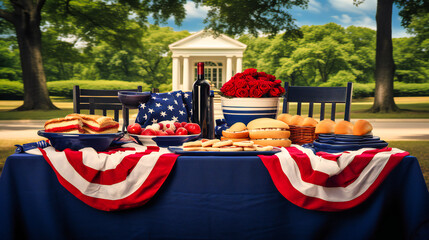 Patriotic American Flag Display, Celebrating Independence and Memorial Day, Red, White, and Blue Symbol of Freedom