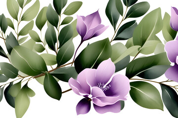 Wall Mural - watercolor floral illustration: a rustic clip art of eucalyptus and lavender generative ai
