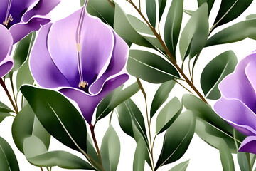 Wall Mural - watercolor floral illustration: a rustic clip art of eucalyptus and lavender generative ai