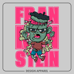 Canvas Print - Frankenstein Illustration T Shirt and Apparel Printing Design