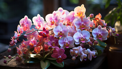 Poster - A beautiful pink orchid blossom adds elegance to the decor generated by AI