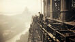 Workers building the San Francisco Golden Gate Bridge in 1937
