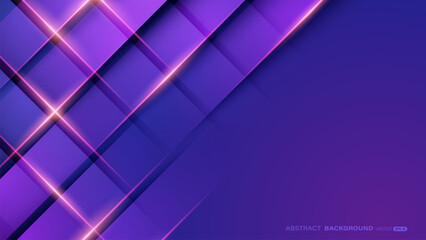 Wall Mural - Abstract background with geometric purple gradient, diagonal glowing lines and shadow