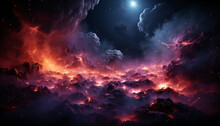 Night Sky, Cloud Backgrounds, Nature Galaxy, Dark Star Nebula Astronomy Dusk Generated By AI