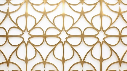 Wall Mural - 3D illustration of white background with gold ornament pattern.