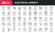 © Abbasy  Kautsar - Electrical energy minimal thin line icons. Related electricity, renewable, environmental, power plant. Editable stroke. Vector illustration.