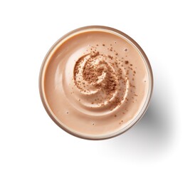 Wall Mural - Chocolate drink with strawberry decoration on the side on a white background. generative AI