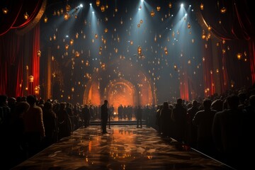 Wall Mural - Room filled with nominees awaiting the announcement of winners, Generative AI