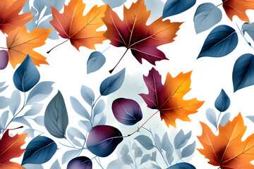 Wall Mural - maple watercolor illustration: watercolor illustration of autumn scenery, used for various applicati