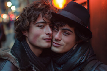 Wall Mural - Gay couple happy on Valentine's Day