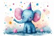 adorable elephant with a party hat birthday party for kids vector