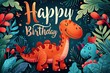 adorable dinosaur birthday party for kids vector