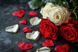Fototapeta Kwiaty - valentine's rose with the black grunge background