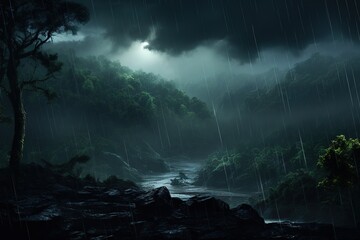 Wall Mural - fantasy natural environment. fantasy landscape. illustration of a colorful scene. generative ai