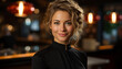 © Jemastock - Smiling young woman, confident businesswoman, standing in coffee shop generated by AI