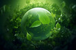 green planet earth, Earth Day concept, World Environment Day, environmental green sphere background with leaves and leafy branches, shaped the planet with leaves