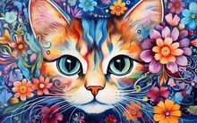 Beautiful Cat Watercolor Illustration

